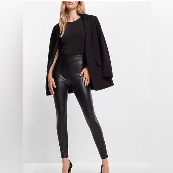 EXPRESS |Super High Waisted Faux Leather Leggings | Size Small - Picture 2 of 14